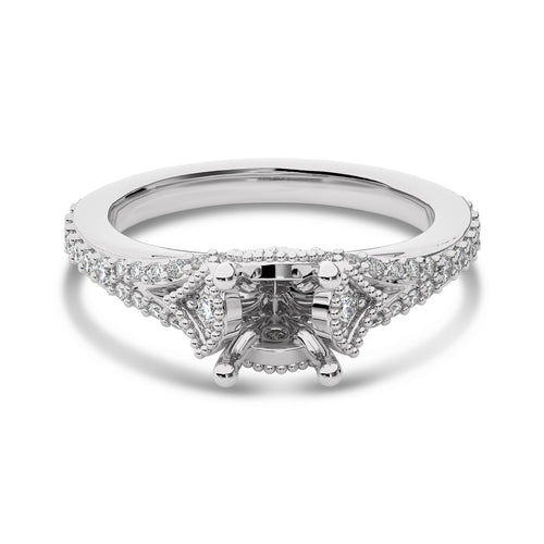 1/2 CT Round Dimaond Semi Mount Engagement Ring with Split Shank