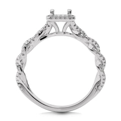 3/8 CT Round Diamond Semi Mount Halo Engagement Ring with Swirl Twist Shank