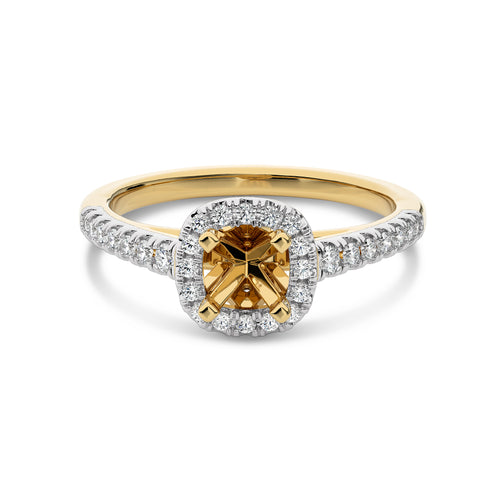 1/4 CT Round Diamond Semi Mount Halo Engagement Ring