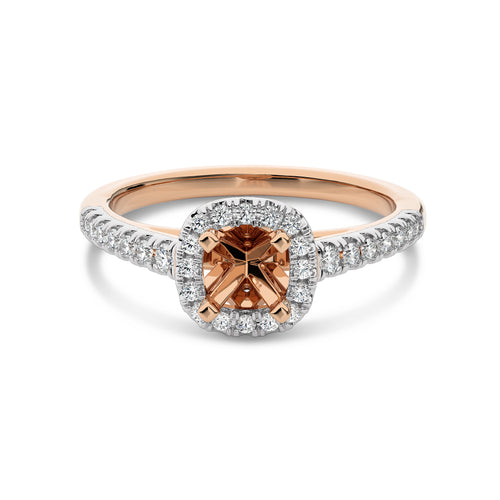 1/4 CT Round Diamond Semi Mount Halo Engagement Ring