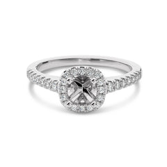 1/4 CT Round Diamond Semi Mount Halo Engagement Ring