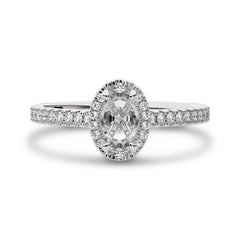 1/3 CT Round Diamond Semi Mount Halo Engagement Ring