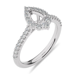 1/2 CT Round Diamond Semi Mount Two tone Halo Engagement Ring