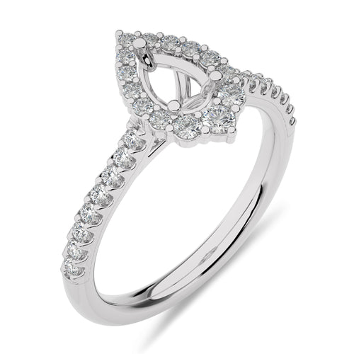 1/2 CT Round Diamond Semi Mount Two tone Halo Engagement Ring