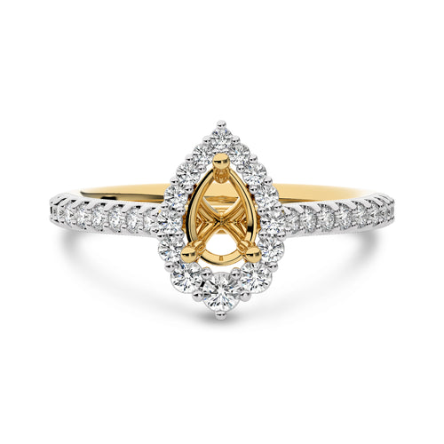1/2 CT Round Diamond Semi Mount Two tone Halo Engagement Ring