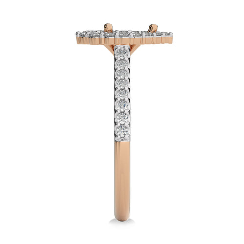 1/2 CT Round Diamond Semi Mount Two tone Halo Engagement Ring