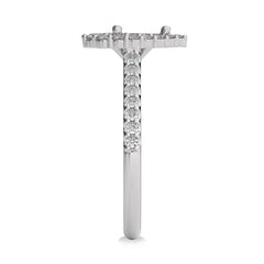 1/2 CT Round Diamond Semi Mount Two tone Halo Engagement Ring