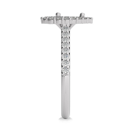 1/2 CT Round Diamond Semi Mount Two tone Halo Engagement Ring