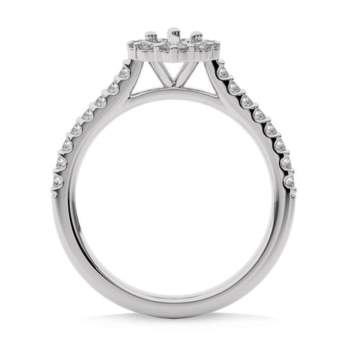 1/2 CT Round Diamond Semi Mount Two tone Halo Engagement Ring