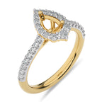 1/2 CT Round Diamond Semi Mount Two tone Halo Engagement Ring