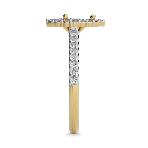 1/2 CT Round Diamond Semi Mount Halo Engagement Ring