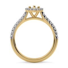 1/2 CT Round Diamond Semi Mount Two tone Halo Engagement Ring