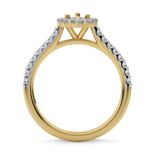 1/2 CT Round Diamond Semi Mount Two tone Halo Engagement Ring