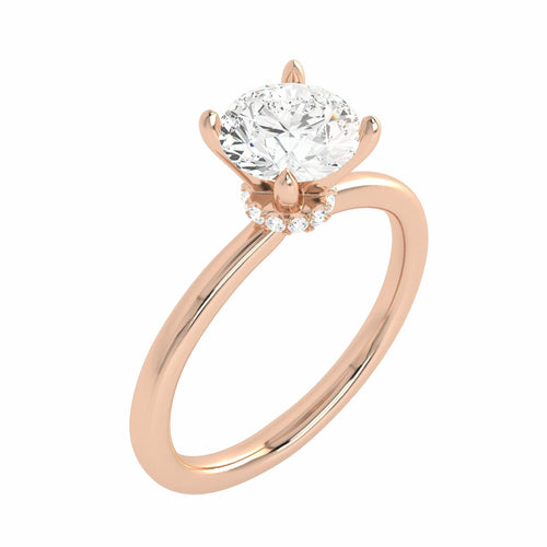 1 CT. Serenity Sparkle Round Solitaire Hidden Halo Engagement Ring