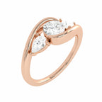 1 CT. Three stone Round and Pear bypass Lab created diamond Engagement Ring