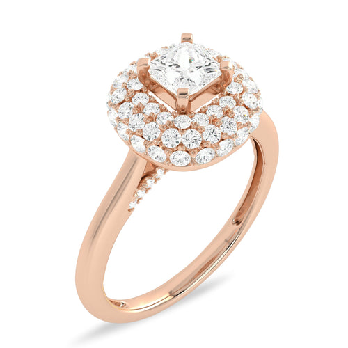 1 CT. Timeless Treasure Cushion Cut Double Halo Round Lab created Diamond Ring