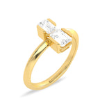 3/4 CT. Mystic Emerald cut Two Stone Engagement Ring.