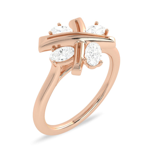 1/6 CT. Oval Cross Lab Created Diamond Ring.