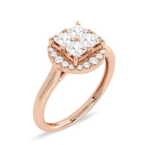 7/8 CT. Sovereign Shine Square Center with Four Asscher Cut Diamonds Surrounded by Round Lab created Diamonds Ring