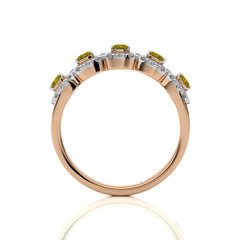 1 CT. Fancy Yellow Natural Diamond Cushion and Round Ring