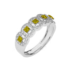 1 CT. Fancy Yellow Natural Diamond Cushion and Round Ring