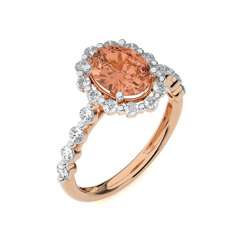 Ethereal Blossom Oval Morganite and Fancy shape Natural Diamond Engagement Ring