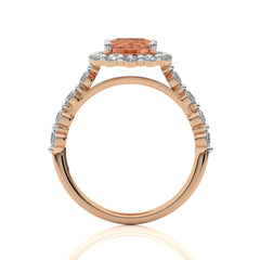 Ethereal Blossom Oval Morganite and Fancy shape  Natural Diamond Engagement Ring.