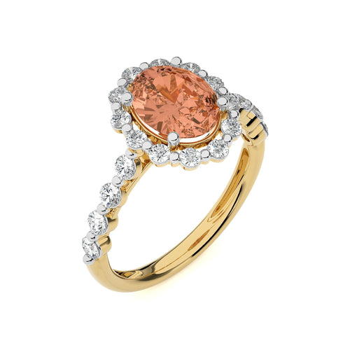 Ethereal Blossom Oval Morganite and Fancy shape Natural Diamond Engagement Ring