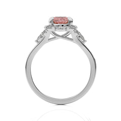 1 3/4 CT Round Natural Diamond and Oval Morganite Engagement Ring