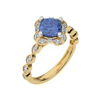 Oceanic Elegance Cushion Tanzanite and Natural Diamond Minimalist Engagement Ring