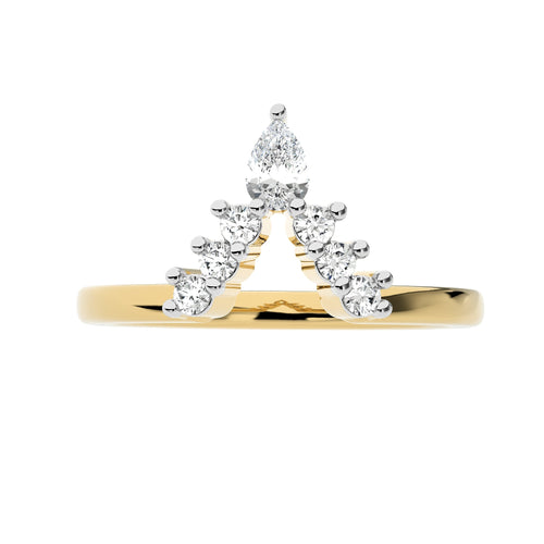 1/4 CT. V Shape Pear and Round Natural Diamond Wedding Band ring