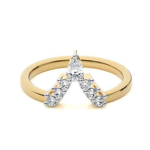 1/4 CT. V Shape Pear and Round Natural Diamond Wedding Band ring
