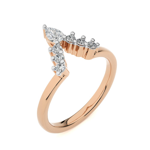 1/4 CT. V Shape Pear and Round Natural Diamond Wedding Band ring