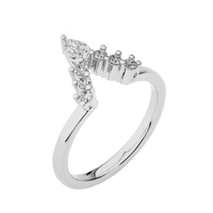 1/4 CT. V Shape Pear and Round Natural Diamond Wedding Band ring