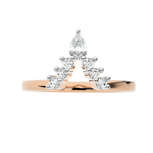 1/4 CT. V Shape Pear and Round Lab Created Diamond Wedding Band ring