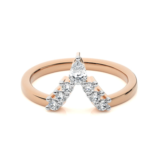 1/4 CT. V Shape Pear and Round Lab Created Diamond Wedding Band ring