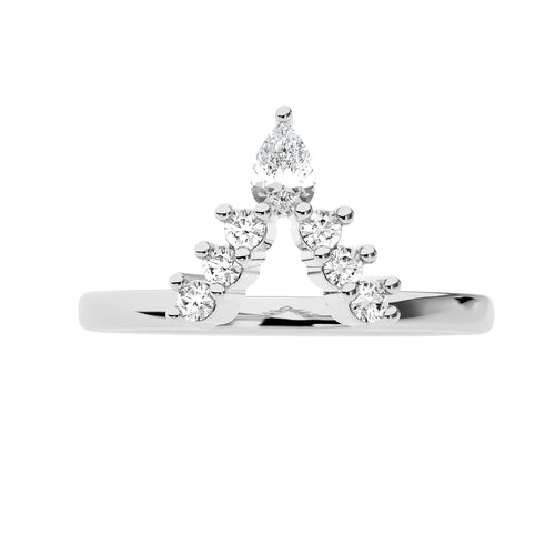 1/4 CT. V Shape Pear and Round Lab Created Diamond Wedding Band ring