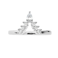 1/4 CT. V Shape Pear and Round Natural Diamond Wedding Band ring