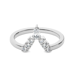 1/4 CT. V Shape Pear and Round Natural Diamond Wedding Band ring