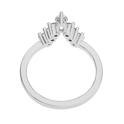1/4 CT. V Shape Pear and Round Natural Diamond Wedding Band ring