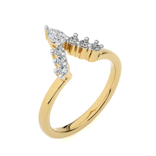 1/4 CT. V Shape Pear and Round Natural Diamond Wedding Band ring