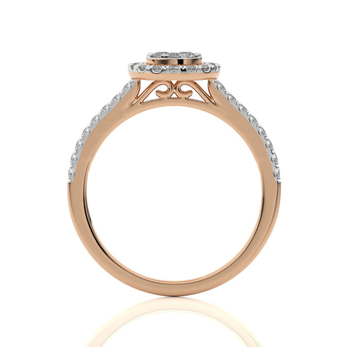 1/2 CT. Round Natural Diamond Halo Ring