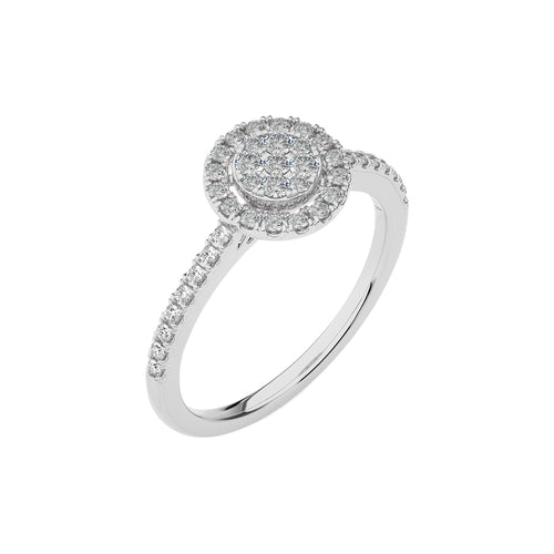 1/2 CT. Round Natural Diamond Halo Ring