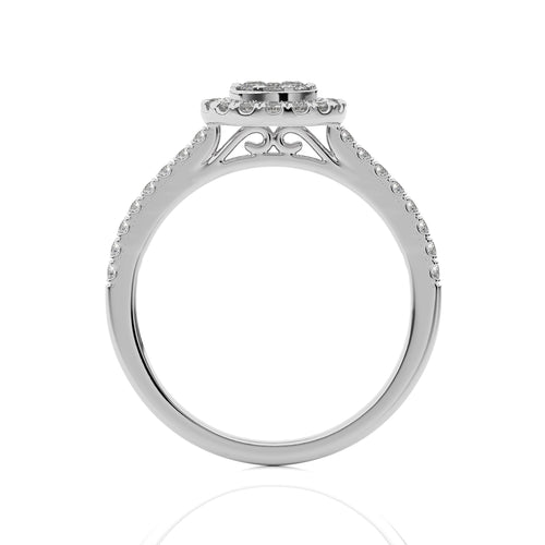 1/2 CT. Round Lab Created Halo Diamond Ring