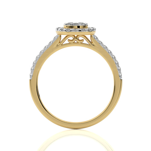 1/2 CT. Round Natural Diamond Halo Ring