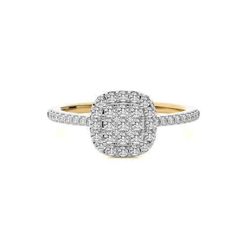 1/2 CT. Cushion shape Cluster Round Natural Diamond Ring