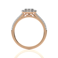 1/2 CT. Cushion shape Cluster Round Natural Diamond Ring