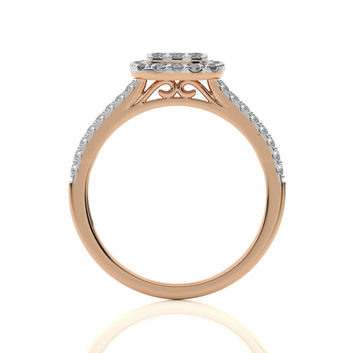 1/2 CT. Cushion shape Cluster Round Natural Diamond Ring