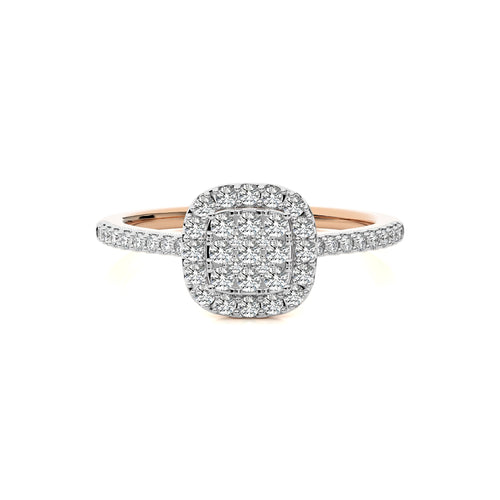 1/2 CT. Cushion shape Cluster Round Natural Diamond Ring