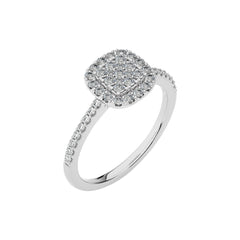 1/2 CT. Cushion shape Cluster Round Natural Diamond Ring